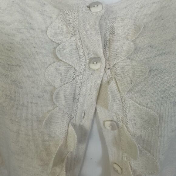 Anthropologie Sparrow Ivory Scalloped Layered Cashmere Cardigan Sweater L - Picture 2 of 6
